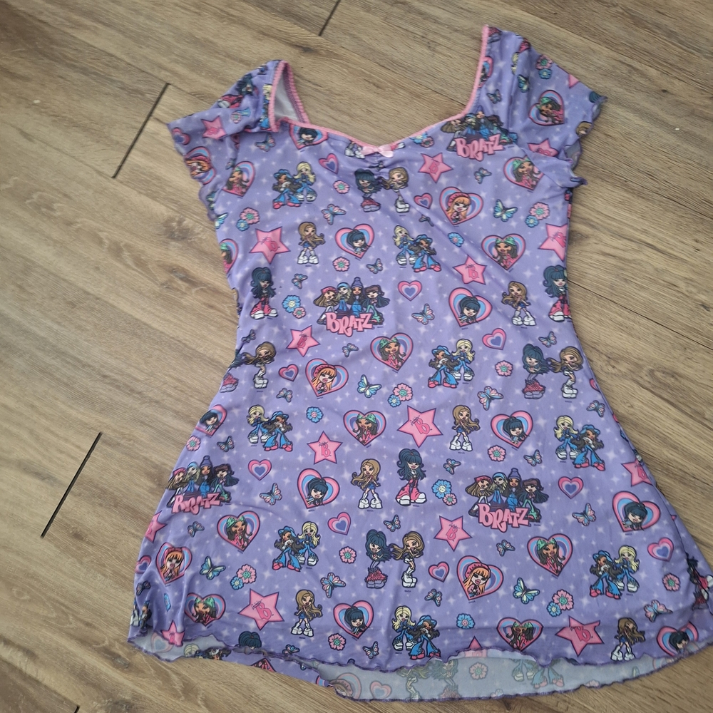 Dolls Kill Bratz Graphic Dress in Purple and Pink